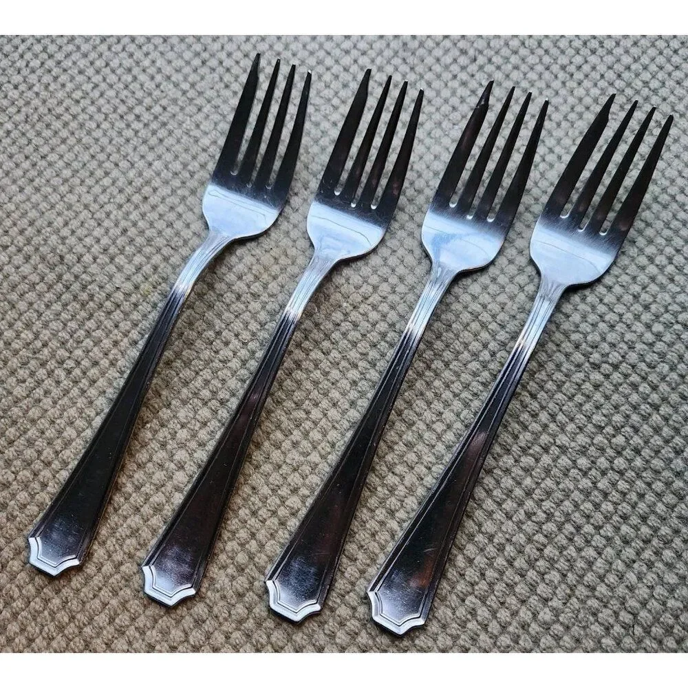 Towle ANNANDALE Set of 4 Salad Forks Satin Stainless Flatware 18-10 Germany 7